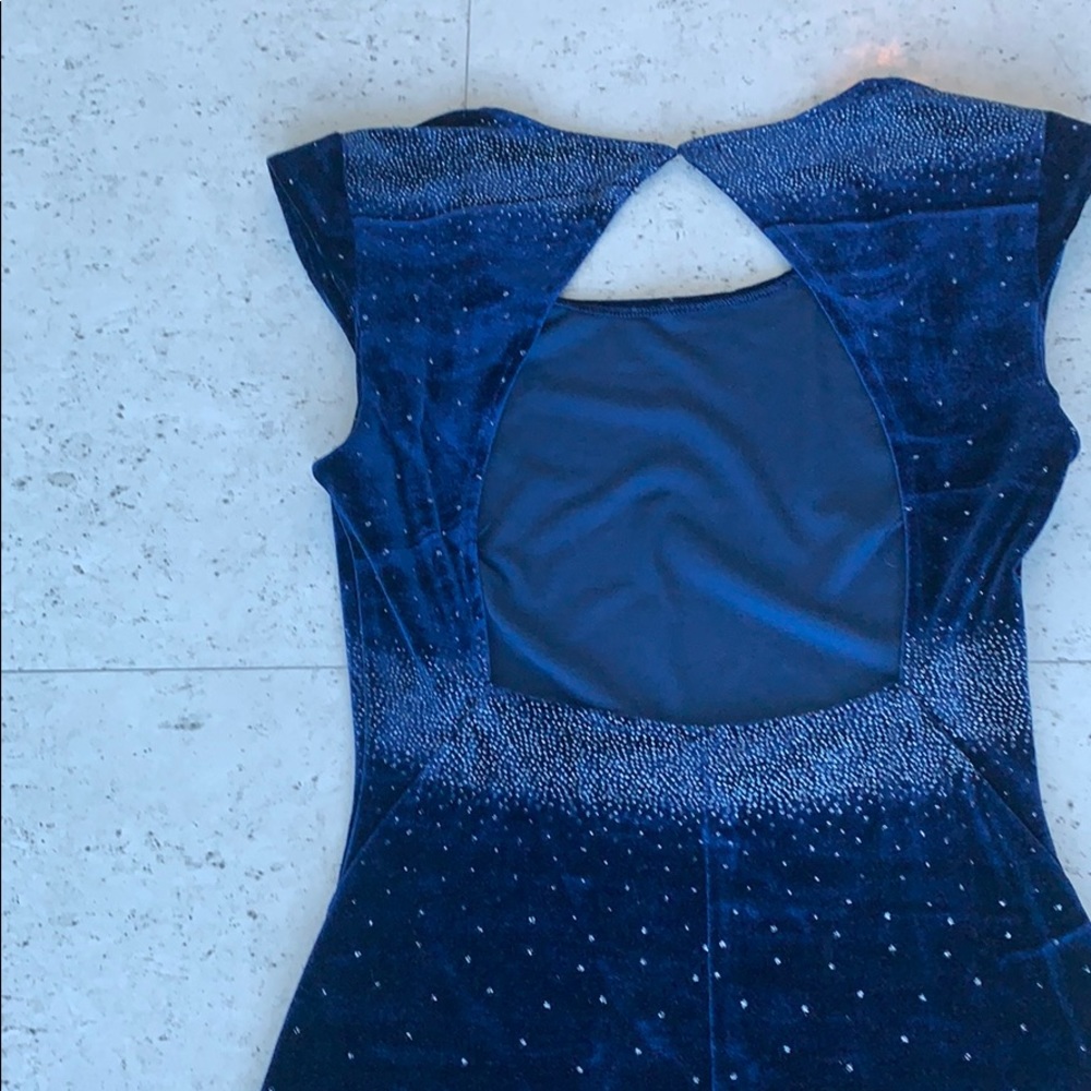Velour Midnight Navy Dress/Sparkles. Open Back. - image 4